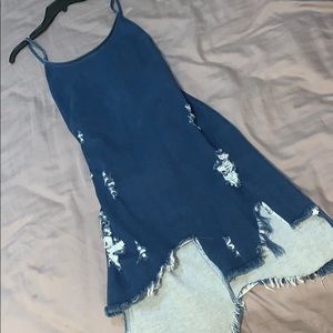 Ripped Jean Dress w/ Low Back